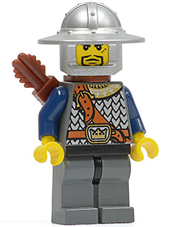 LEGO Minifigure-Fantasy Era - Crown Knight Scale Mail with Chest Strap, Helmet with Broad Brim, 3 Spots under Left Eye, Quiver-Castle / Fantasy Era-CAS361-Creative Brick Builders